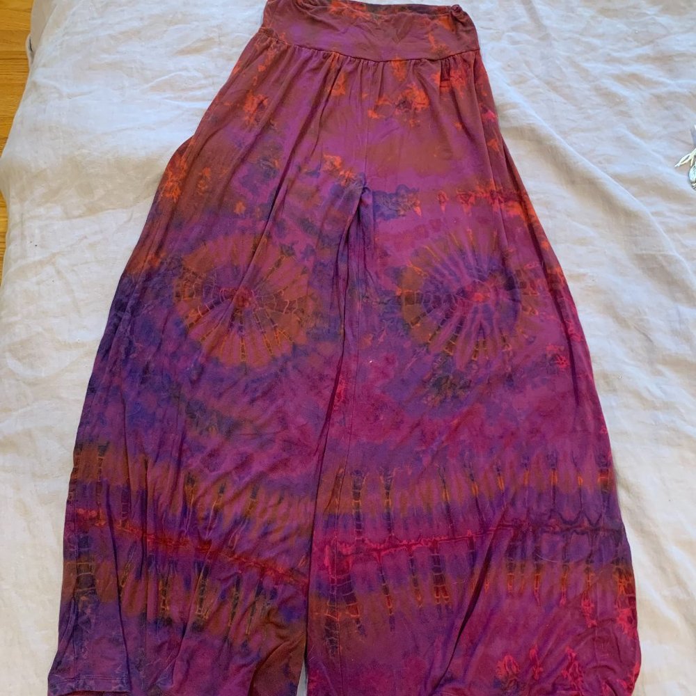 Hand dyed tie dye palazzo pants